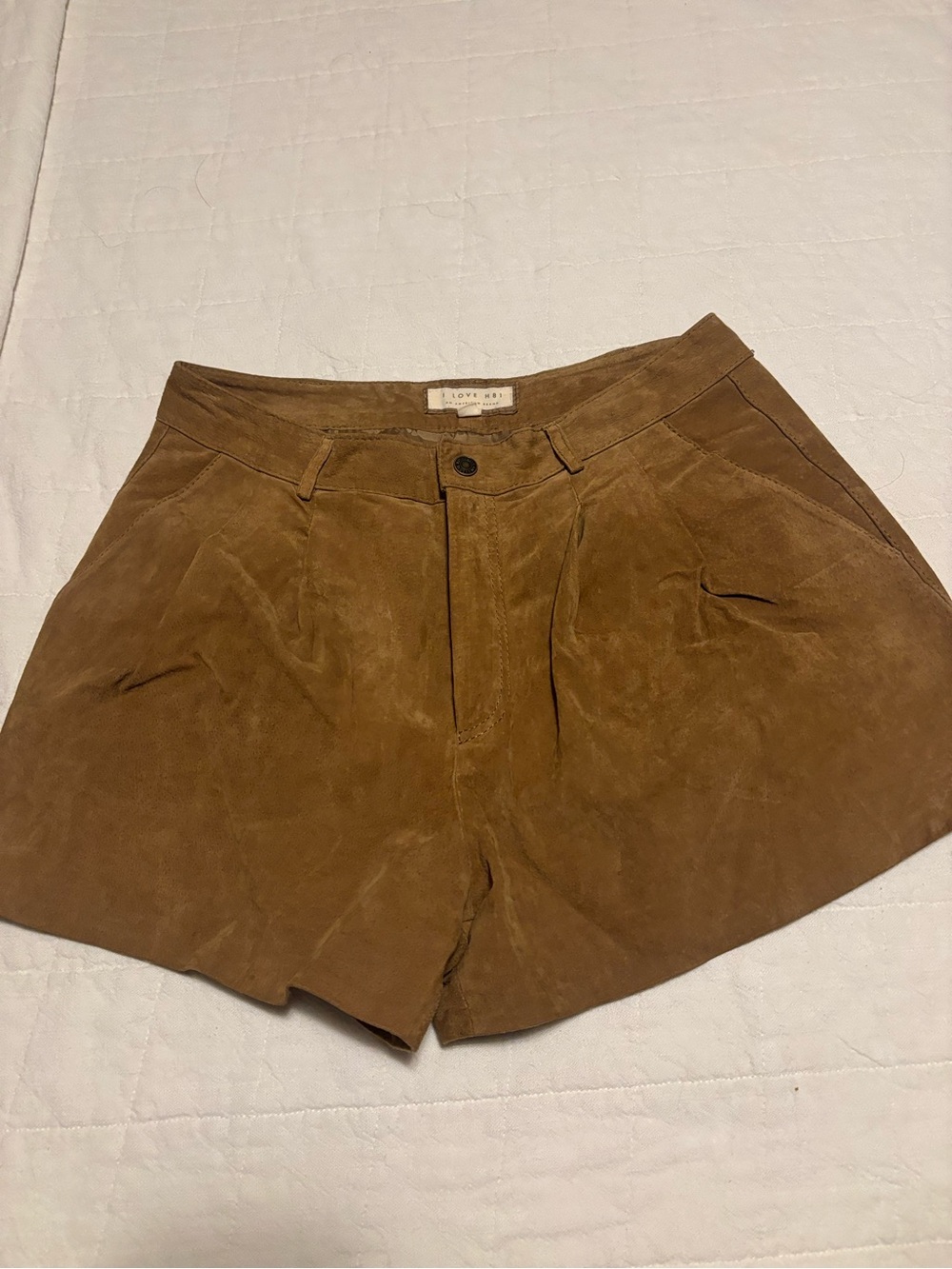 Hollister High-Waist Suede Shorts in Brown